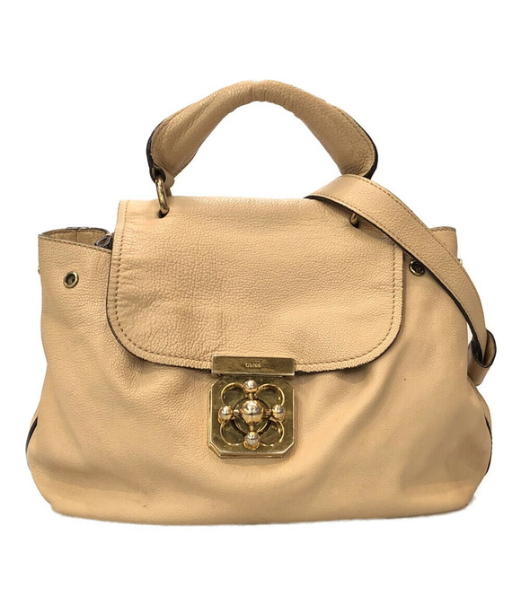 Chloe Handbags - Chloe Beige Leather Elsie Tote Bag Turnlock Tan Cream